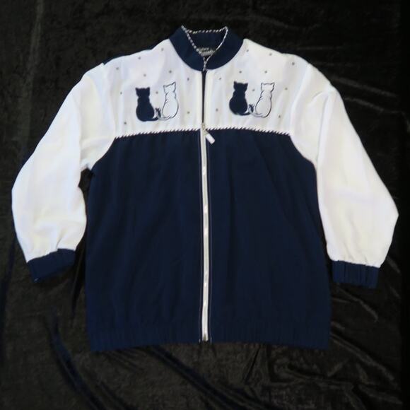 Vintage Cat Lover Jacket Beaded Embroidered Rope Western Sz Large Shoulder Pads - Picture 10 of 16